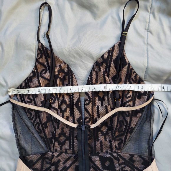 Luxxel Floor length Body Con Low cut, Sheer Evening Gown, Black, Small - Picture 14 of 16